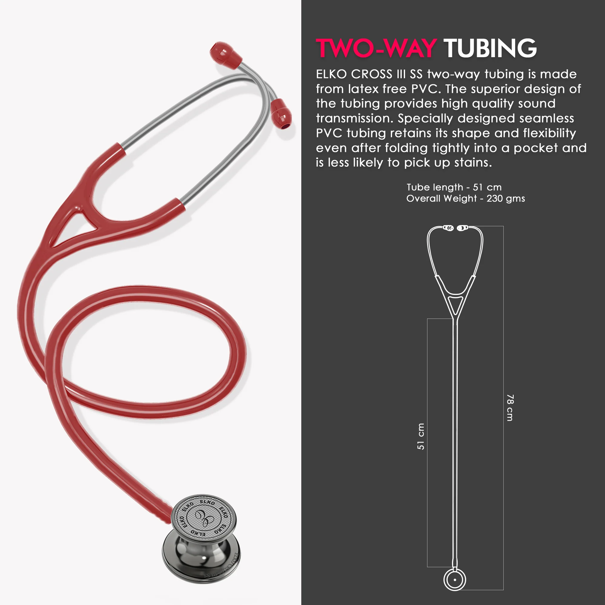 ELKO CROSS III SS Stainless Steel Stethoscope - Smoke Grey - Image 57
