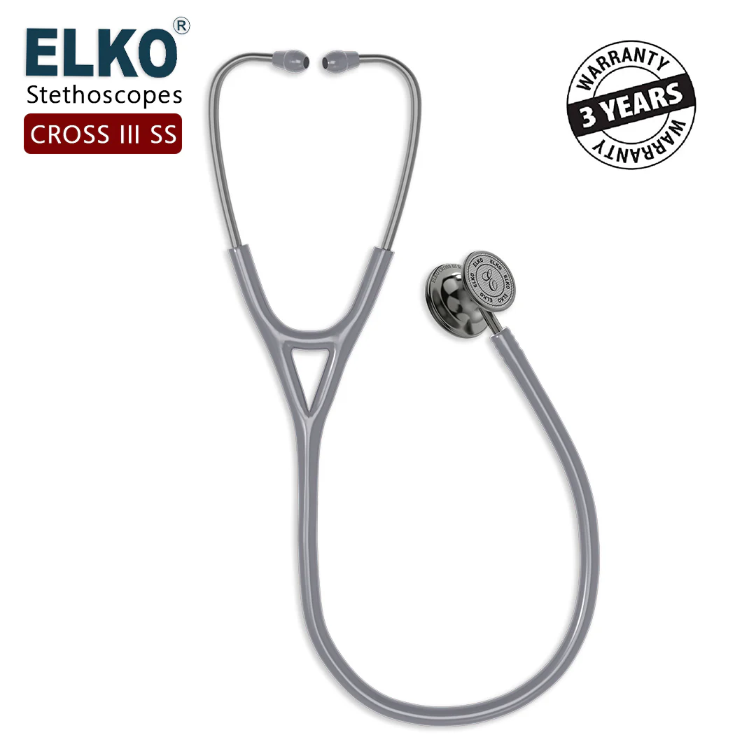 ELKO CROSS III SS Stainless Steel Stethoscope - Smoke Grey - Image 8